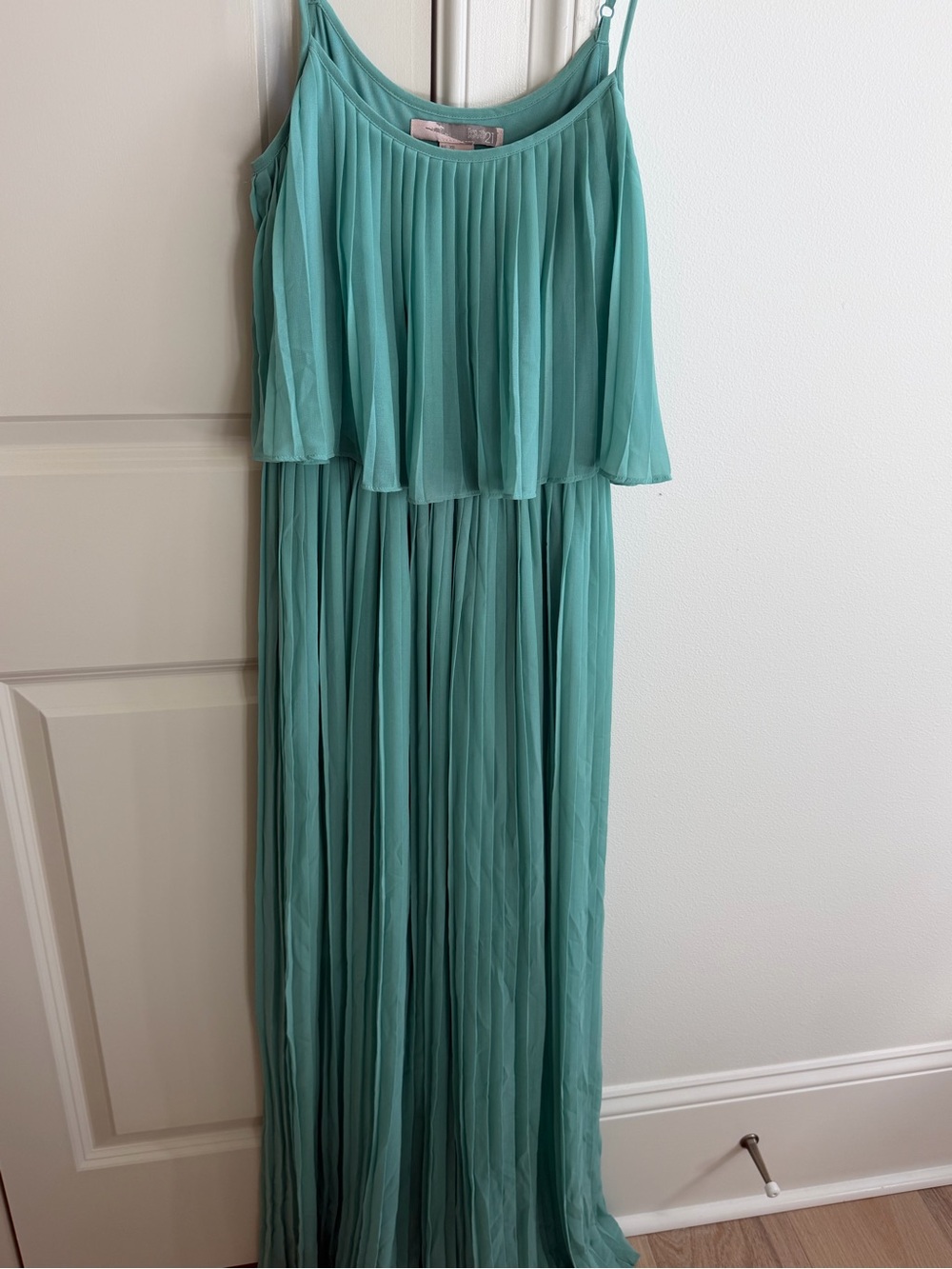 Forever 21 Seafoam Pleated Maxi Dress with Spaghetti Straps